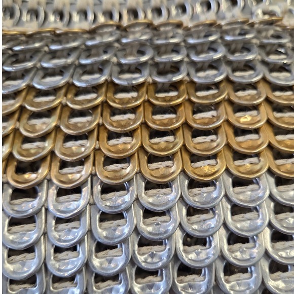 Unique Handmade Soda Tab Purse Bag Clutch Chainmail Gold Silver - Picture 4 of 5